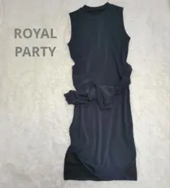 ROYAL PARTY ノースリーブリブワンピース スリット