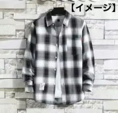 【新品・未使用】メンズ チェック柄 長袖 ルーズフィット カジュアルシャツ