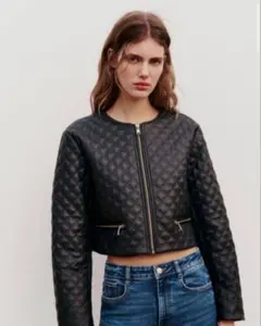 ZARA クルーネックショートジャケット キルティング S