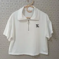 GLOBAL WORKハーフジップ Tシャツ ホワイト ロゴ刺繍のサムネイル