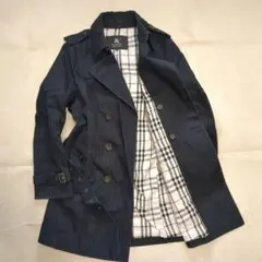 美品 バーバリーブラックレーベル トレンチコート ノバチェック ネイビー M
