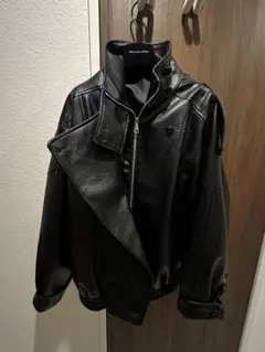 ブラックレザーダブルライダースジャケット