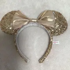ディズニー カチューシャ ミニー スパンコール リボン ピンクゴールド