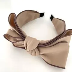 リボン カチューシャ 卒園 卒業 入園 入学 ベージュ パイピング