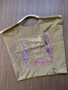 【新品】Ball＆Chain刺繍バッグ エコバッグ ストラップなし M カーキ