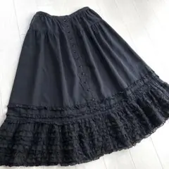 ピンクハウス ピコフリル ドットチュールフリル 黒 ミディ スカートのサムネイル