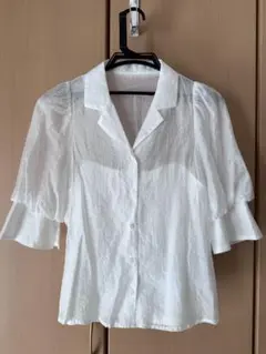 ナイスクラップ　シアー開襟シャツ