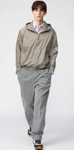 ◆新品◆【UNIQLO】タックワイドテーパードパンツ グレー М