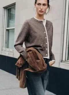 【新品未使用】ZARA コンビネーションニットカーディガン M