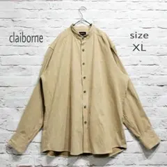 【スタンドカラー】claiborne スエード調 シワ加工 シャツ