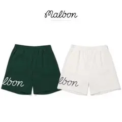 Malbon ゴルフショートパンツ 幾何学柄 ブルー×イエロー 爽やか配色✨美品 Malbon ゴルフショートパンツ 幾何学柄 ブルー×イエロー 爽やか