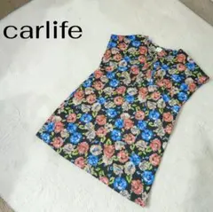 carlife 花柄 ノースリーブ ひざ丈 ワンピース ハイビスカスのサムネイル