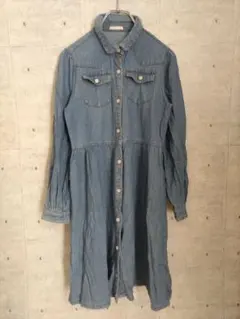 GU キッズ デニム ブルー 長袖 ワンピース 150cm
