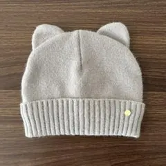 猫耳付きグレージュニット帽