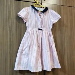 KUMIKYOKU 半袖ワンピース 100cm ピンクストライプ