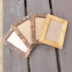木製ブラウンフォトフレーム4枚セット ハンドメイド