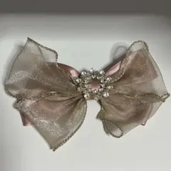 ビジュー付き リボン バレッタ