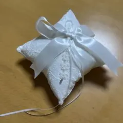 リングピロー ホワイト レース サテン
