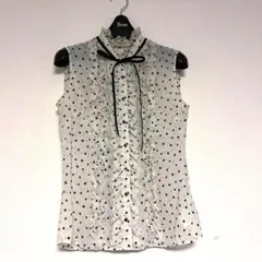 ロイスクレヨン◆ハート柄フリルノースリーブシアーブラウス