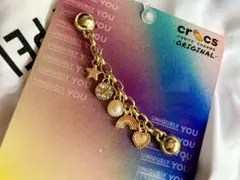 【新品未使用】crocsジビッツ チャーム付きチェーン ゴールド モチーフmix