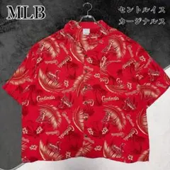 MLB セントルイス カージナルス 総柄 アロハシャツ 2XL レーヨン 開襟のサムネイル