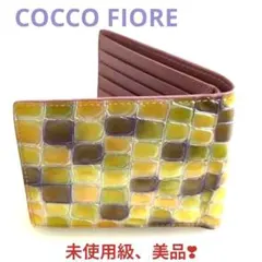 美品✨️ COCCO FIORE コッコフィオーレ　折財布　クロコイエローのサムネイル