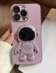 iPhone7/8/SE2 iPhoneケース 宇宙飛行士 パープル スタンド
