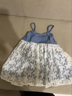 レースデザイン ワンピース 90サイズ 青白