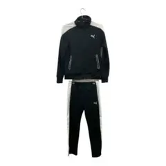 PUMA(プーマ)ジャージ上下セット男女共用ブラックホワイトロゴ付きスカイブルー