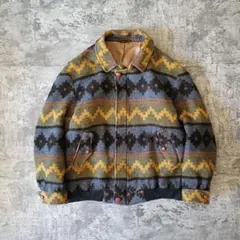 80s イングランド製 RANCH EXIT ネイティブ柄 ウールブルゾン
