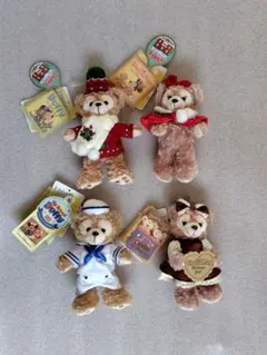 【未使用】ダッフィー＆シェリーメイ　ぬいぐるみバッジ　4体　まとめ売り