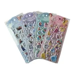 残りわずか　ディズニープリンセス・アナ雪ぷっくりシール 4枚セット