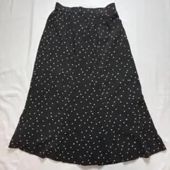 vintage フレアスカート S ドット モノトーン 黒 レトロ キレイめ