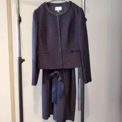 EMMAJAMES　エマジェイムス　セットアップ　ノーカラー　ツイードネイビー