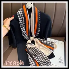 《新品》ストール 細身 スリム 春 千鳥格子 格子柄 ブラック オレンジ