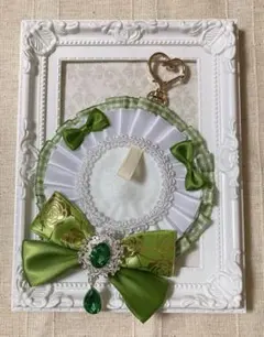【ハンドメイド】ロゼット　痛ロゼット　緑チェック　シンプル