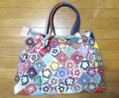 【新品】エスタシオン　本革　パッチワーク　トートバッグ　花柄