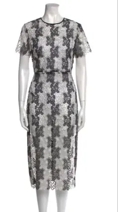 ダイアン・フォン・ファステンバーグ　ブラックホワイトレースミディドレス　サイズ4