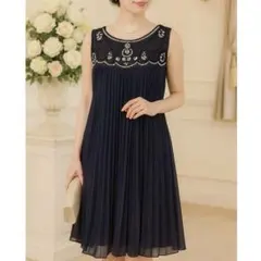 卒業式 入学式 セレモニー Feroux ネイビー プリーツワンピ M