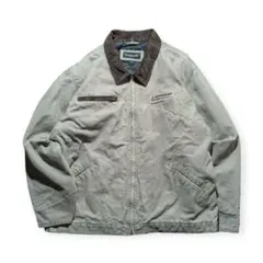 vintageダックジャケットデトロイトジャケット90sUS古着グレー刺繍ロゴ