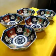 有田焼 伊万里焼 古伊万里金彩 色絵 なます皿 小皿 小鉢 5寸皿5客