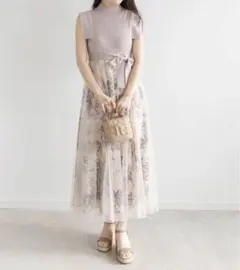 ランダ 2025新作　ニットドッキングチュールレイヤードワンピース　33