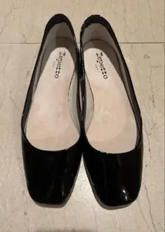 新品レペットrepettoエナメルフラットパンプスシューズ黒ブラック38
