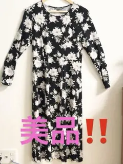 ローラアシュレイLAURA ASHLEY 花柄長袖ワンピース 38