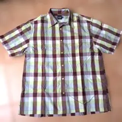 GAP メンズ 半袖チェックシャツ