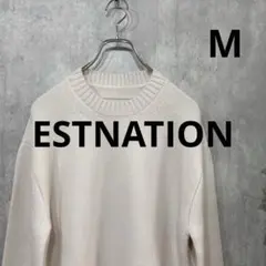 【新品定価3.3万】ESTNATION　メリノクルーネックニット アイボリー Mのサムネイル