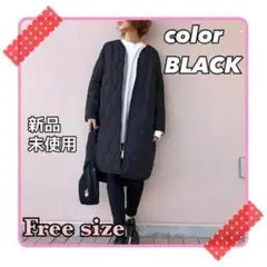 ロングコート　キルティングコート　ダウンコート　ブラック　無地　膝丈　韓国