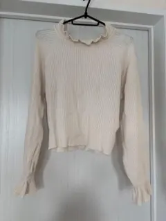 GRL リブ編み フリルネック 長袖ニット M