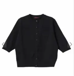【超美品】CABaN ファインポリエステル ハーフスリーブカーディガン　ブラックのサムネイル