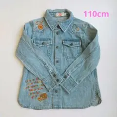 デニムシャツ　ブルー 　刺繍入り　長袖シャツ 　RAD CHAP